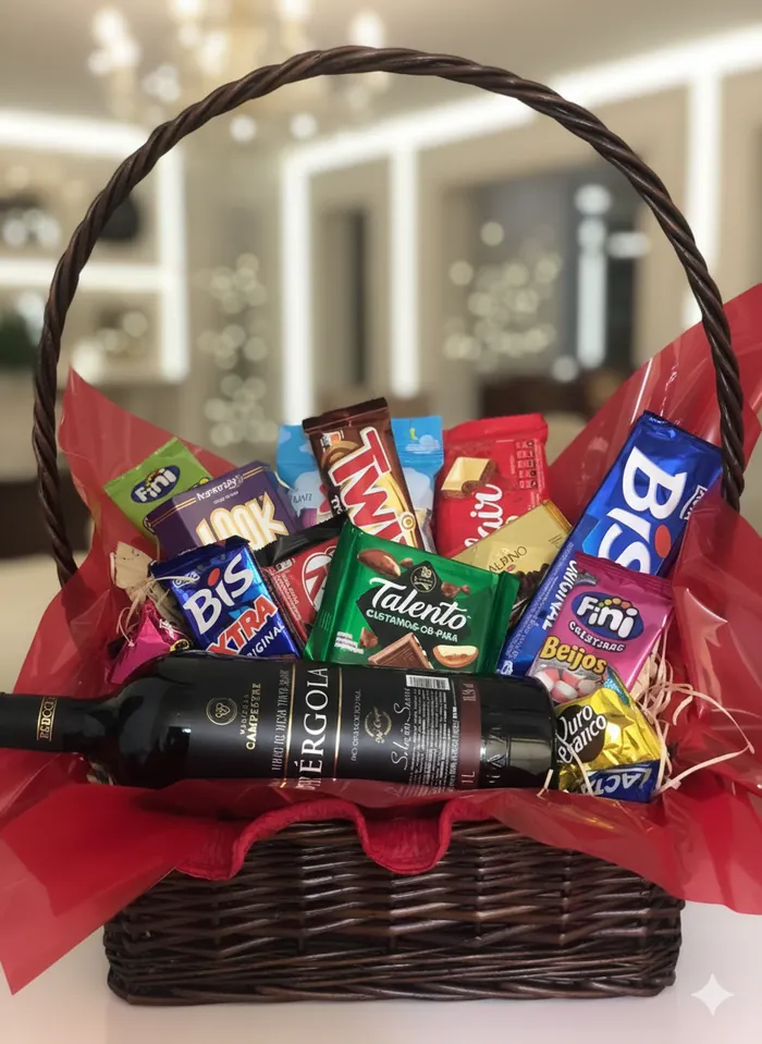Cesta de café da manhã preparada para presentear em uma ocasião especial